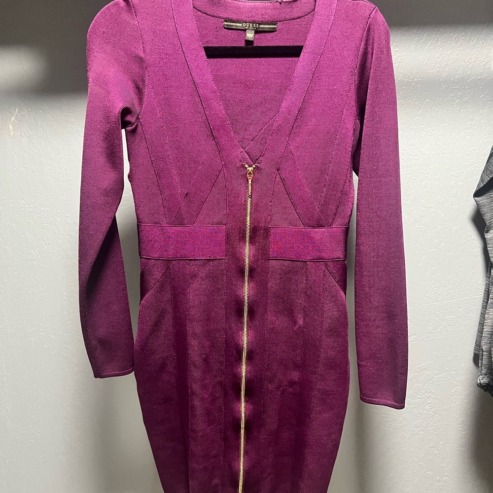 Guess Magenta Long Sleeve Dress